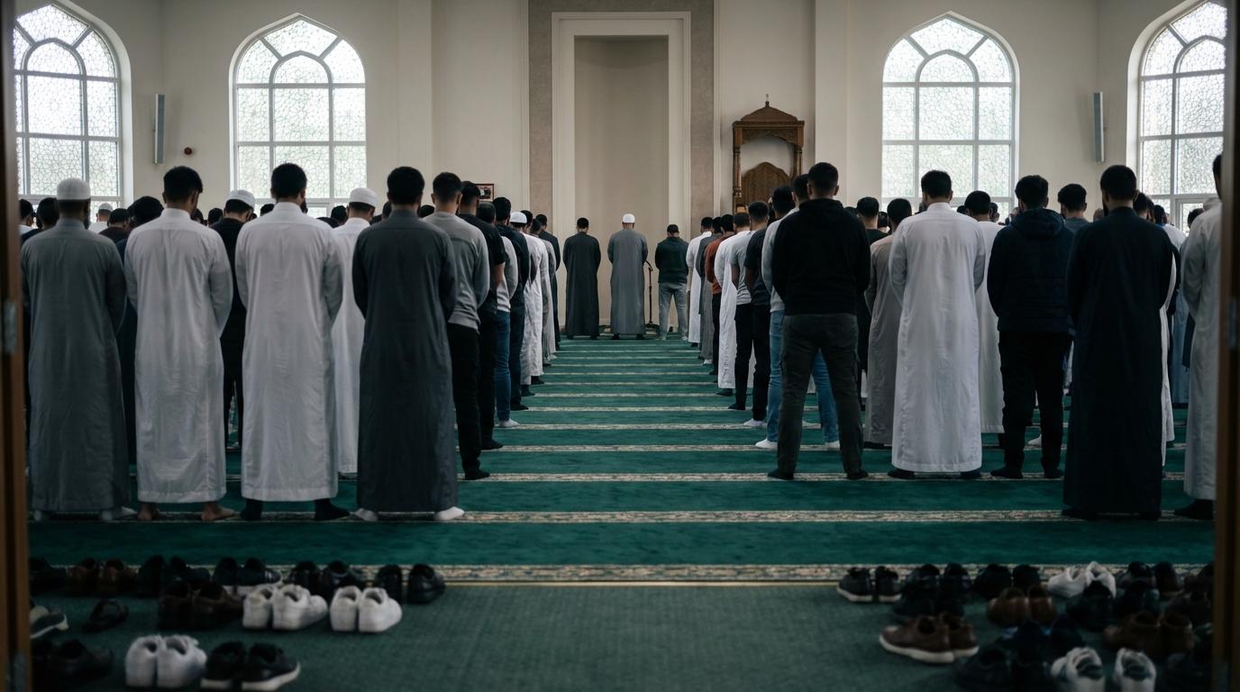 Community streaming out after Friday prayer, the weekly moment where charity appeals land